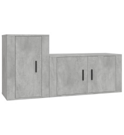 Ensemble de meubles TV 2 pcs gris béton bois d'ingénierie