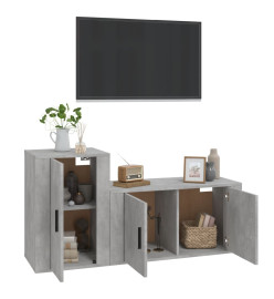 Ensemble de meubles TV 2 pcs gris béton bois d'ingénierie