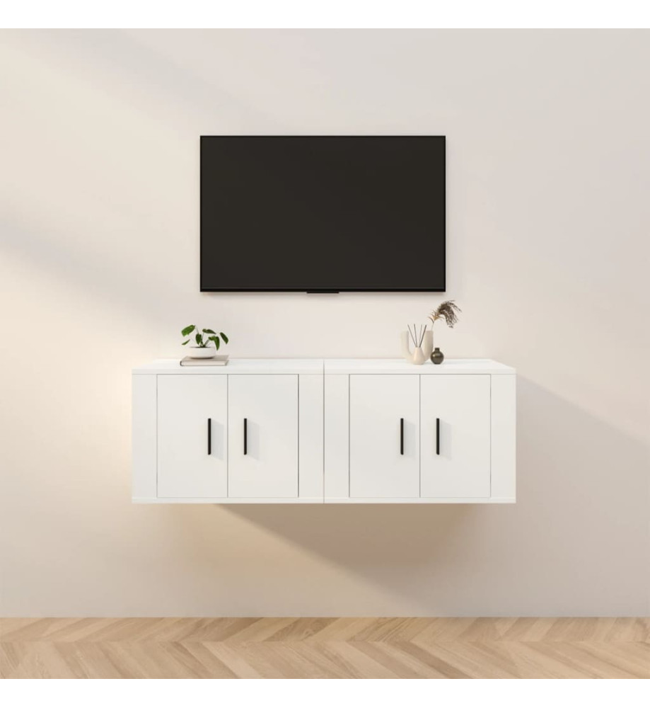 Meubles TV muraux 2 pcs blanc 57x34,5x40 cm