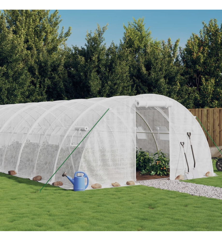 Serre avec cadre en acier blanc 72 m² 18x4x2 m