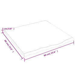 Dessus de table 60x60x2 cm bois de chêne massif non traité