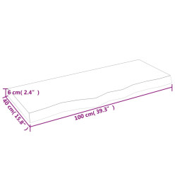 Comptoir de salle de bain gris foncé 100x40x6 cm bois traité