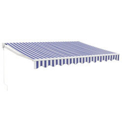 Auvent rétractable bleu et blanc 3,5x2,5 m tissu et aluminium