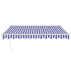 Auvent rétractable bleu et blanc 3,5x2,5 m tissu et aluminium