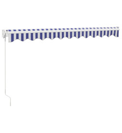 Auvent rétractable bleu et blanc 3,5x2,5 m tissu et aluminium