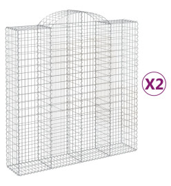 Paniers à gabions arqués 2 pcs 200x50x200/220 cm Fer galvanisé