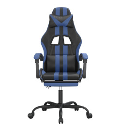 Chaise de jeu avec repose-pied Noir et bleu Similicuir