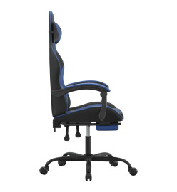 Chaise de jeu avec repose-pied Noir et bleu Similicuir