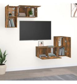 Ensemble de meubles TV 4 pcs Chêne fumé Bois d'ingénierie