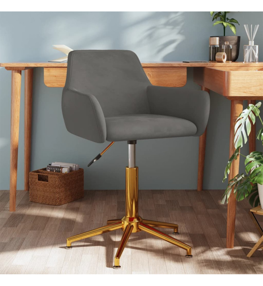 Chaise pivotante de bureau Gris foncé Velours