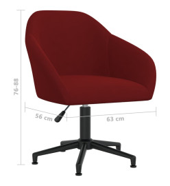 Chaise pivotante de bureau Rouge bordeaux Velours