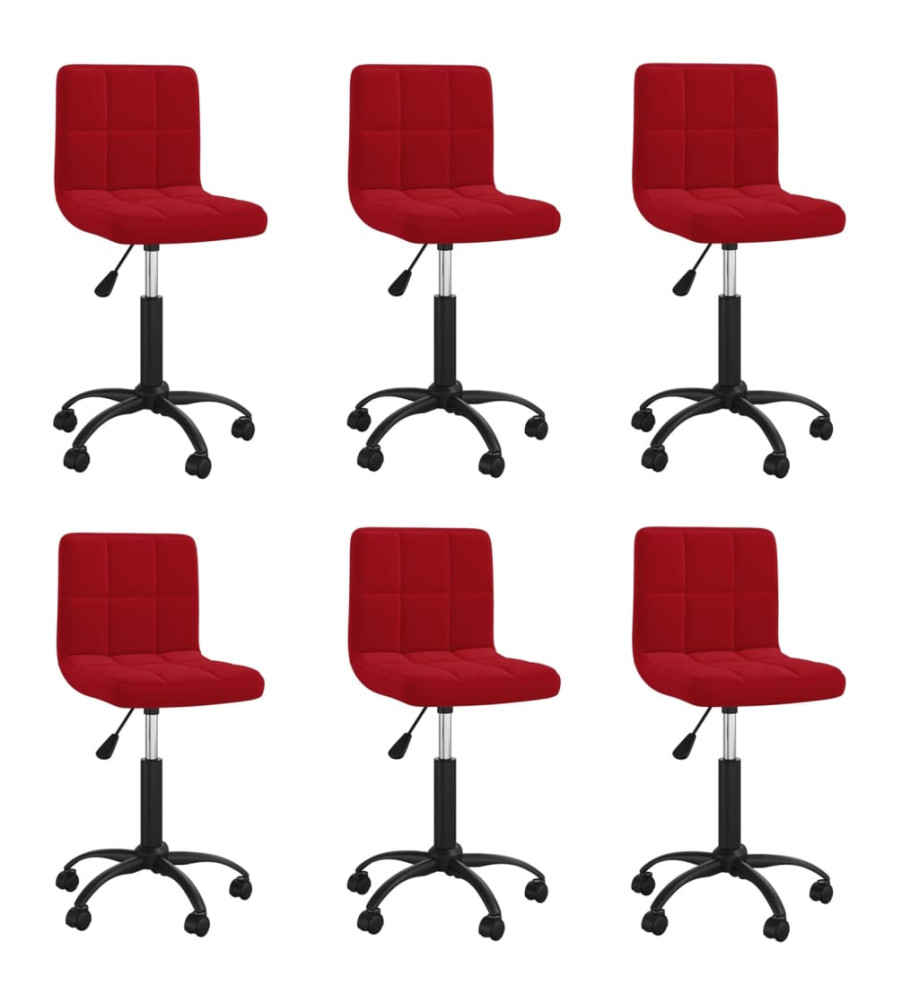 Chaises pivotantes à manger lot de 6 rouge bordeaux velours