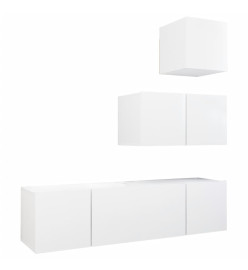 Ensemble de meuble TV 4 pcs Blanc Aggloméré