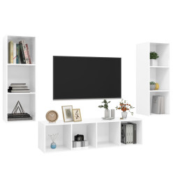 Ensemble de meuble TV 3 pcs Blanc brillant Aggloméré