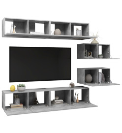 Ensemble de meuble TV 6 pcs Gris béton Aggloméré