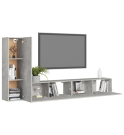 Ensemble de meuble TV 3 pcs Gris béton Aggloméré