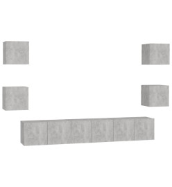 Ensemble de meubles TV 7 pcs Gris béton Aggloméré