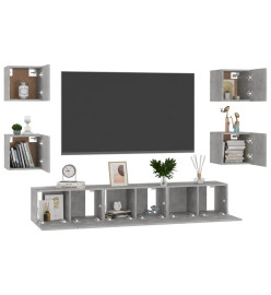 Ensemble de meubles TV 7 pcs Gris béton Aggloméré