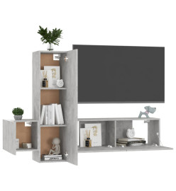 Ensemble de meubles TV 3 pcs Gris béton Aggloméré