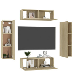 Ensemble de meubles TV 4 pcs Chêne sonoma Aggloméré