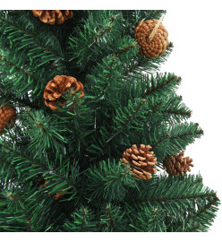 Sapin de Noël mince pré-éclairé et boules vert 150 cm PVC