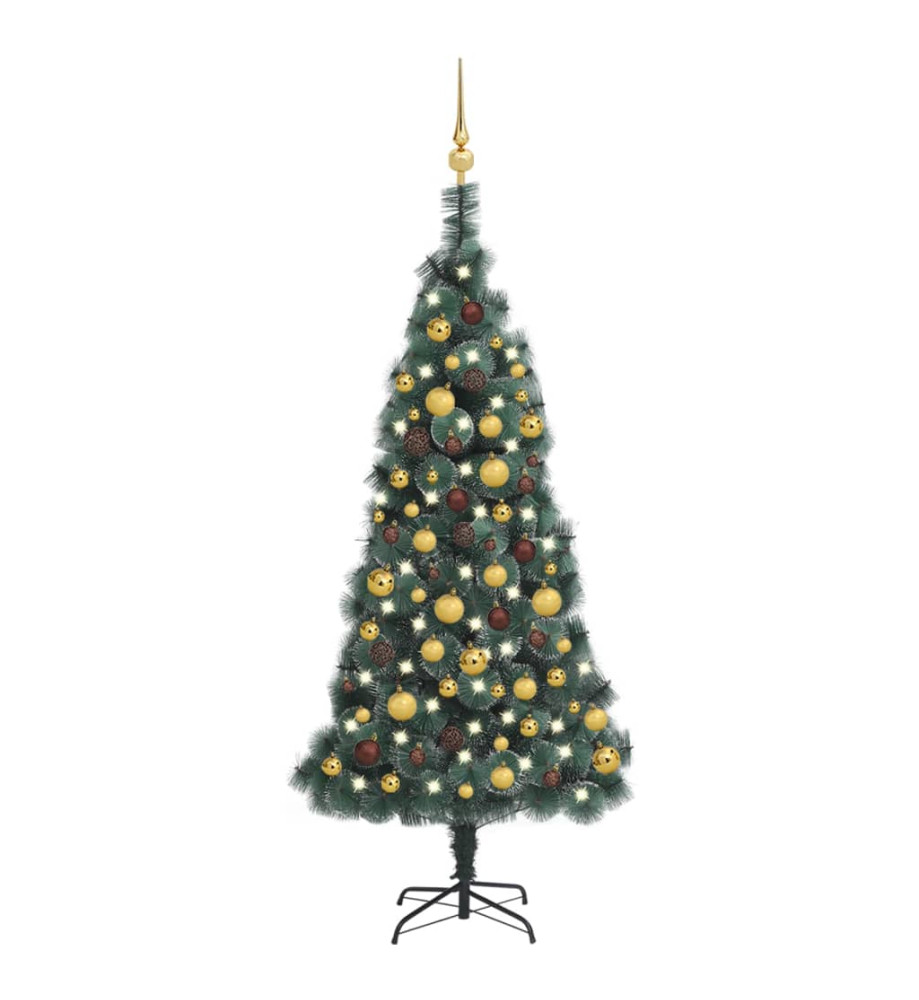 Arbre de Noël artificiel avec LED et boules Vert 150 cm PVC PE