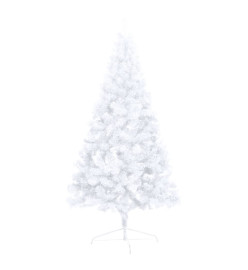 Demi-arbre de Noël artificiel pré-éclairé et boules blanc 240cm