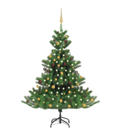 Sapin de Noël artificiel Nordmann avec LED et boules Vert 180cm