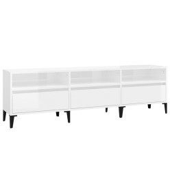 Meuble TV blanc brillant 150x30x44,5 cm bois d'ingénierie