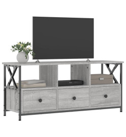 Meuble TV sonoma gris 102x33x45 cm bois d'ingénierie et fer