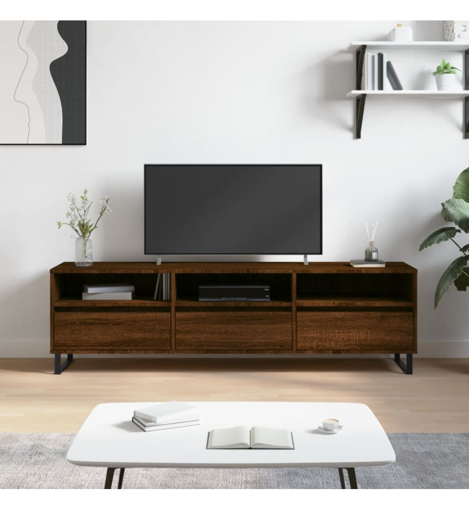 Meuble TV chêne marron 150x30x44,5 cm bois d'ingénierie