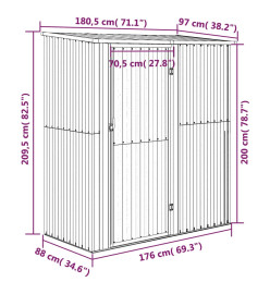 Abri de jardin Gris 180,5x97x209,5 cm Acier galvanisé