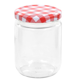 Pots à confiture Couvercle blanc et rouge 96 pcs Verre 230 ml