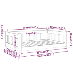 Lit pour chien blanc 95,5x65,5x28 cm bois de pin solide