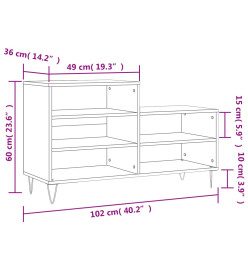 Armoire à chaussures Blanc 102x36x60 cm Bois d'ingénierie