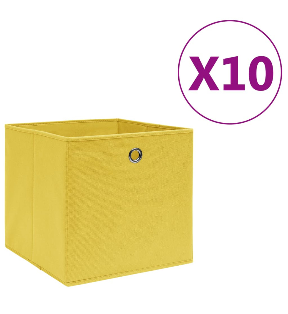 Boîtes de rangement 10 pcs Tissu intissé 28x28x28 cm Jaune