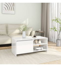 Table basse Blanc brillant 102x50x45 cm Bois d'ingénierie