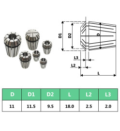 Douilles de serrage ER11 13 pcs Ensemble d'outils de tournage