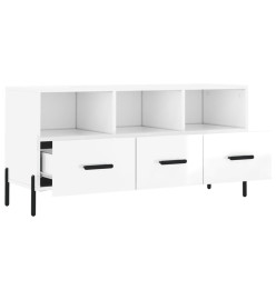 Meuble TV Blanc brillant 102x36x50 cm Bois d'ingénierie