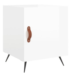 Table de chevet blanc brillant 40x40x50 cm bois d’ingénierie