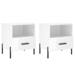 Tables de chevet 2 pcs blanc brillant 40x35x47,5 cm