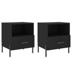 Tables de chevet 2 pcs noir 40x35x47,5 cm bois d’ingénierie
