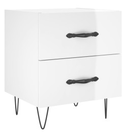 Table de chevet blanc brillant 40x35x47,5 cm bois d’ingénierie
