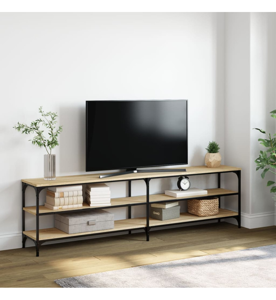 Meuble TV chêne sonoma 180x30x50 cm bois d'ingénierie et métal