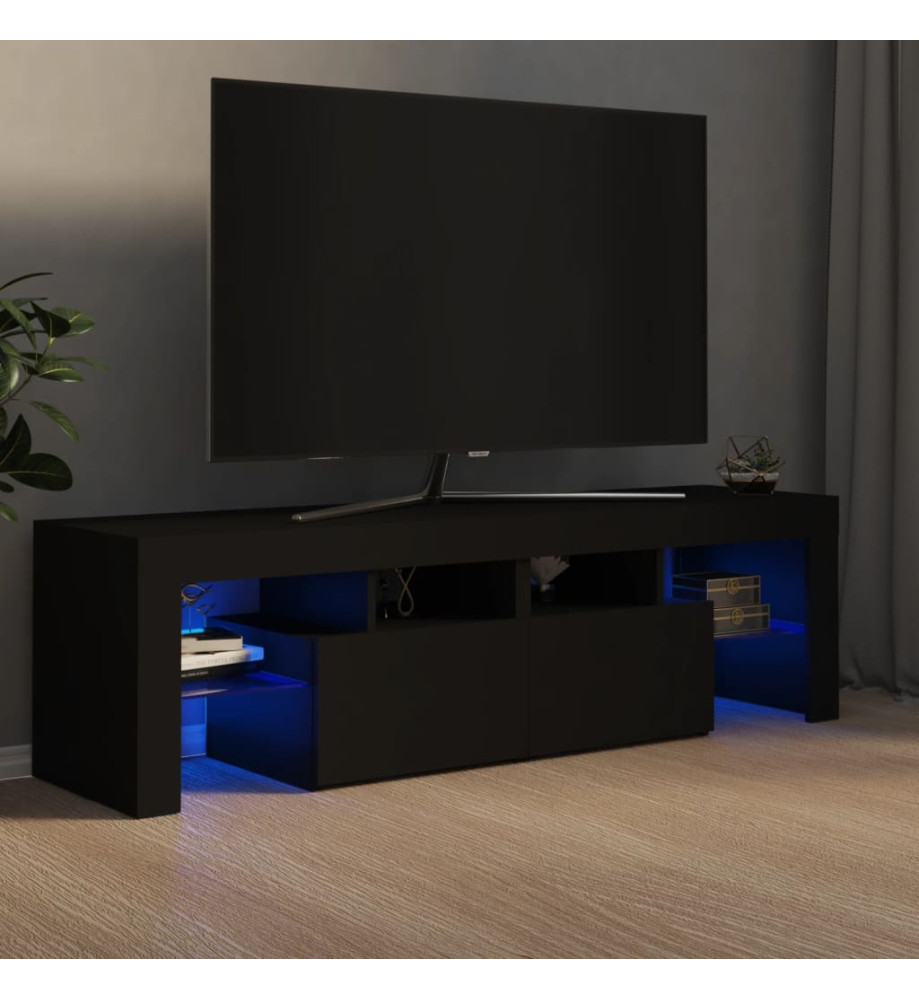 Meuble TV avec lumières LED Noir 140x36,5x40 cm