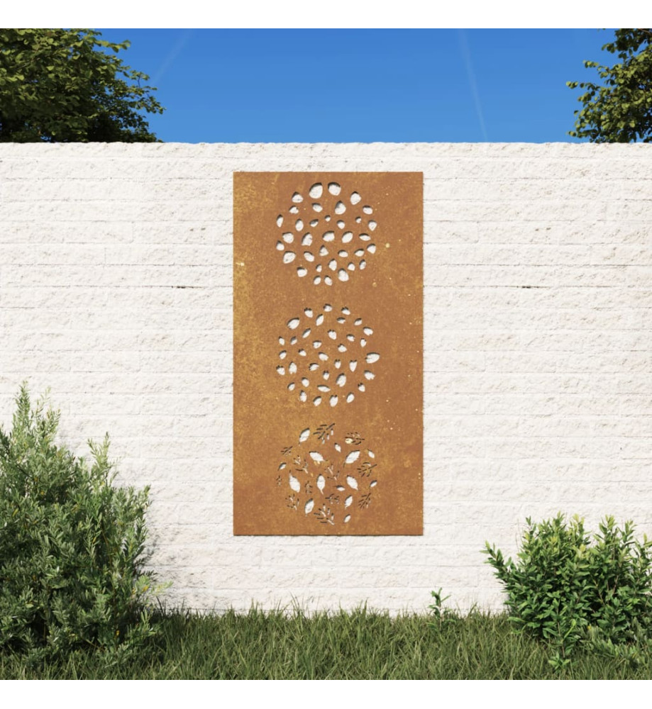 Décoration murale jardin 105x55 cm acier corten design feuille