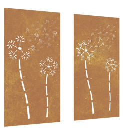 Décorations murales de jardin 2pcs 105x55 cm design de fleur