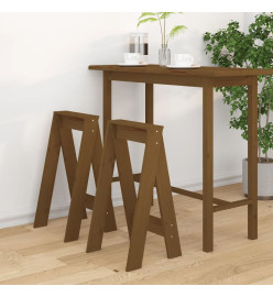 Tabourets lot de 2 marron miel 40x40x75 cm bois massif de pin