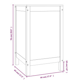 Boîte à linge Gris 44x44x76 cm Bois massif de pin