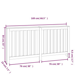 Cache-radiateur Noir 169x19x84 cm Bois massif de pin